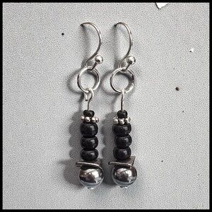 5 For $25💫Alternative Silver and Black Beaded Earrings
